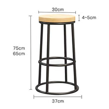 IG Sgabelli da Bagno Cucina Round Wood Retro Sgabelli da Stiro in Ferro Battuto Seggiolone con Poggiapiedi Cucina Colazione Pub Counter Cafe Bar Sgabelli,Altezza: 65 Cm,Altezza: 65 Cm.