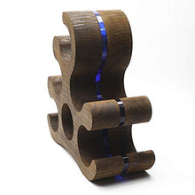 La Galaica | Portabottiglie di design in legno e metacrilato blu | Per 6 bottiglie | 36x13x34 cm.