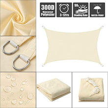 LINGXING Vela Ombreggiante, Tettuccio Parasole da Giardino Resistente all'Acqua Rettangolare 96,5% Blocco UV con Corda Libera (3X3m,Beige Bianco)