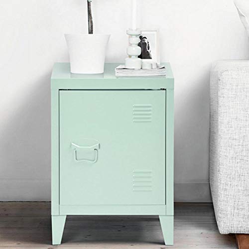 BAKAJI Mobiletto Armadietto Comodino in Metallo 2 Ripiani Interni Chiusura ad Anta Dimensione 57 x 40 x 30 cm Mobile Arredamento Casa Ufficio Design Moderno Industriale (Verde)