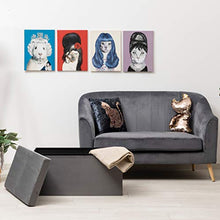 Baroni Home Cassapanca Pieghevole, Contenitore Portaoggetti, Pouf Poggiapiedi Velluto Grigio 76x38x38 cm