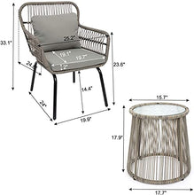 Set Di Mobili Da 3 Pezzi Patio Portico, Interni All'aperto All-Meteo Conversazione Di Vimini Bistrot Bistro Set, Set Di Mobili Da Giardino, Set Di Conversazione in Patio Clearance, Cuscini Inclusi
