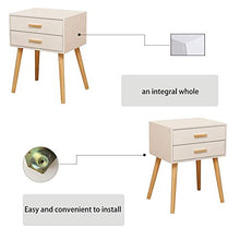 FFAN Comodino Tavolino in Stile Nordico per Camera da Letto con 2 cassetti Gamba in Legno Manico in Legno Grezzo Finitura Verniciata