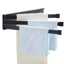 LIskybird Portasciugamani Senza Fori, Autoadesivo Portasciugamani da Cucina 24Cm, 3 Bracci, Portasciugamani da Bagno, da Cucina, Girevole A 180°, Porta Asciugamani da Bagno, Regalo: 5 Ganci,Nero