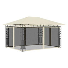Lasamot Padiglione con Struttura in Acciaio, Padiglione da Giardino, Padiglione Esterno per riunioni di Famiglia 4 x 3 x 2,73 m (Lunghezza x Larghezza x Altezza) con zanzariera Color Crema