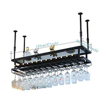Portabottiglie Resistente Cesto per Vino in Vetro/Portabottiglie per Vino sospeso Soffitto sospeso/Portabottiglie in Ferro Metallico con portabicchieri/Altezza Regolabile/Portabottiglie per