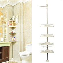 Lsmaa 4 Tier Regolabile Scaffale Telescopico Stampa Bagno BAGNATORE ANGANO Scatola DOCCIATORE DOCCIATORE DOCCIATORE Tetto 100CM - 246 cm Bianco
