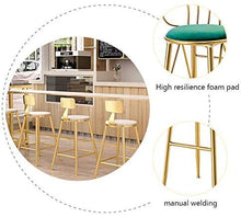 YS Sedia Sgabello da Bar in Metallo, Sedia Dorata Cuscino in Flanella Cucina Di Casa Camera da Letto Contro Sedile Adatto per Milk Tea Shop Coffee Shop,Grigio