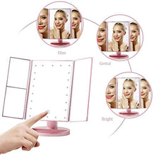 Specchio per Il Trucco LED Illuminato Make Up Specchio, Specchio da Toilette con luci Illuminato, Alimentato Via USB in Oro Rosa 1X, 2X, 3X Schermo 10X Magnnifiction Touch