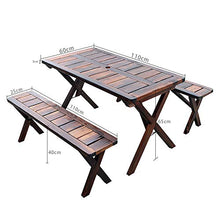 XZQ Tavolo E Sedie Pieghevoli Set Panca da Giardino in Legno Barbecue da Esterno Patio Party Campeggio Portatile A Tre Pezzi Buco Umbrella 4-6 Persone (Color : Brown, Size : 110 * 60 * 65cm)