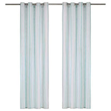 vidaXL 2X Tende con Anelli Classici Eleganti Moderne Tendaggi per la Casa Rivestimento Finestre Privacy in Metallo Cotone 140x175cm Blu a Strisce