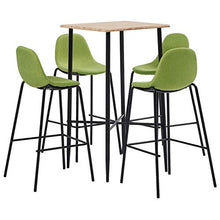 Tidyard Set 5 pz da Bar Design Moderno Alto in Tessuto Verde,Set Tavolo Quadrato e 4 Sedie da Bar Alti in Tessuto,Set Tavolo e Sedie da Cucina Design Moderno in Tessuto