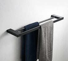 Doppio portasciugamani Bagno Doccia Organizzazione, portasciugamani spazzolato SUS 304 finitura acciaio inossidabile, accessorio bagno montato a parete, nero, lungo 40 cm