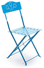 Set 2 Sedie Pieghevoli da Giardino 42x48x83 cm in Ferro Bistrò Azzurre