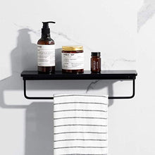 WDGNY mensola da bagno nero ripiani con portasciugamani spazio in alluminio multifunzione, mensola da bagno, portasalviette, montaggio a parete impermeabile 0724