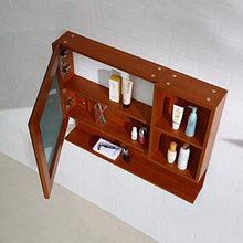 GJSN Nordic Style Modern Home Cabinetto Del Bagno, Armadi a Specchio in Legno Massello Bagno Camera da Letto Trucco Specchio da Bagno con Scaffale, a Parete (Colore: Brown, Dimensioni: 70 * 14 * 75 C