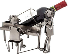 BRUBAKER Portabottiglia da Vino dal Raffinato Design Amanti Al Pianoforte - Portabottiglie per Vino in Metallo con Biglietto di Auguri