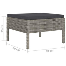 Tidyard Set 4 Pezzi Divani da Giardino Esterno con Cuscini in Polyrattan,Salotto da Giardino in Rattan,Mobili da Giardino in Rattan,Grigio
