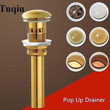 SHDJYR Scarico a Scomparsa per lavabo da Bagno Vaso per lavabo Vanity Oro Spazzolato Kit di Ricambio per assemblaggio in Ottone Massiccio Tappo Flip Top Overflow con Troppo Pieno