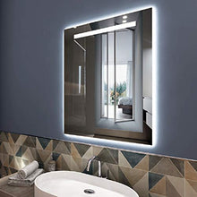 styleglass Specchio da Bagno Rettangolare Personalizzabile Mogan 60 x 70 cm, Kit Fissaggio Murale Incluso, Grado di Protezione IP20 Retroilluminato solo nella parte sabbiata