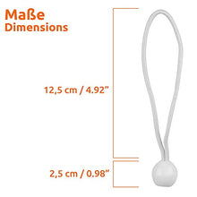 ECENCE 25x Gommini di tensionamento, Set di Corde Elastiche per Fissaggio per teloni, Anelli espansori con Gancio a Sfera di plastica, Corde Elastiche espansori per teloni, Bianco