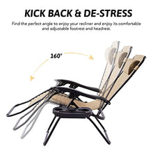 VONLUCE Sedia Sdraio Reclinabile con Portabicchieri Sedia Gravità Zero per Esterni con Poggiatesta Imbottito Lettino Pieghevole e Impermeabile per Giardino, Piscina e Spiaggia (Beige-Sottile)