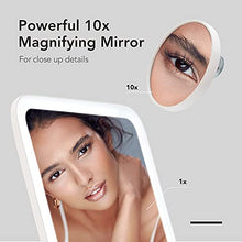 Fancii Specchio per Trucco Ricaricabile con Luce LED, Ingranditore 10x /1x e 3 Modalità di Illuminazione - Portatile, Dimmerabile, Specchio Cosmetico Illuminato da Viaggio (Aura Go 2)