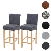 Mendler Coppia sgabelli HWC-C33 Lounge Legno Tessuto - Grigio Scuro Piedi Chiari