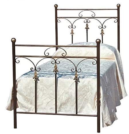 Europrimo Letto Singolo in Ferro Battuto Classico Stile Italiano Ramato Anticato Nettuno