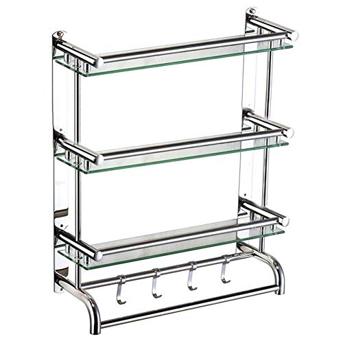 Mensola da bagno, mensola portaoggetti - Bagno Mensola Wall Hanging Shelf rettangolare bagagli Mensola for doccia in camera con Portasciugamano partizione Hook Bagno (Dimensioni: 50cm) ( Size : 60cm )