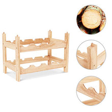 Goplus Scaffale Portabottiglie Impilabile in Legno Massello per 8 Bottiglie Porta Vino a Tavolo da Casa 43x30x25cm