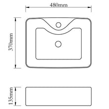 Roderick Lavabo da bagno in ceramica con foro per rubinetto, bianco, dimensioni: 480 x 370 x 135 mm (L x P x A)