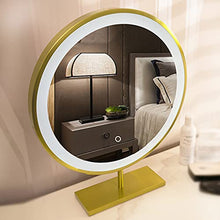 ZHAORU Specchio per Il Trucco Rotondo con Luce a LED a 3 Colori, specchi Cosmetici da Tavolo Portatili per Tavolo da casa e Doccia da Bagno