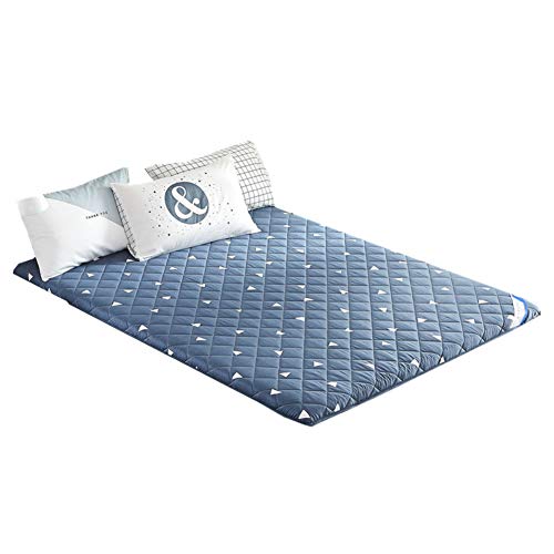 lovehouse - Materasso futon 100% Cotone, Trapuntato Premium, Tatami Tappetino per Dormire, Tradizionale Giapponese, Pieghevole, Blue, 180x200cm(71x79inch)