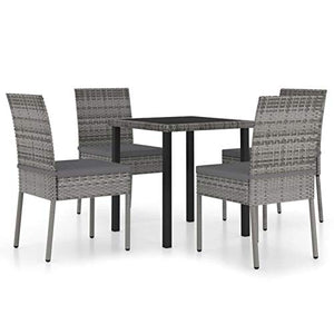 Tidyard Set da Pranzo da Giardino con Cuscini in Polyrattan 5 pz Set da Giardino Tavolo e Sedie in Rattan Tavolo Quadrato e 4 Sedie