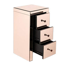 GUHUIHE Comodino con cassetto, Comodino Comodino in Vetro specchiato Moderno e Moderno 3 cassetti 30 x 30 x 60 cm Rosa per Camera da Letto