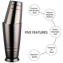 Wenzhihua Set di Miscelazione per Cocktail Black Placcato Boston Cocktail Shaker Bar Set: Shaker Tin, Cocktail Strointer, Double Jigger,Strumento A Barre