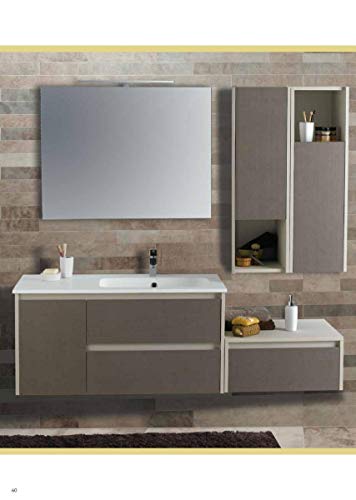 Set Mobile Base Lavabo SX Specchio LED Arredo Bagno Moderno California CERAMICHEMIRANDA-Bronzo