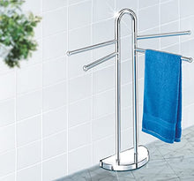 WENKO Piantana portasalviette Cosenza - 4 bracci mobili, piedistallo semicircolare, Acciaio, 33 x 93.5 x 48 cm, Cromo