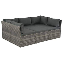 vidaXL Set Divani da Giardino 4 pz con Cuscini Polyrattan Grigio Sofa Esterni