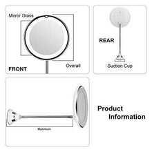 Specchio da Bagno con Ventosa Specchio da Trucco a Specchio Angolo di Rotazione a 360 ° Specchio antiappannamento 10x Asta di ingrandimento Lunghezza 26 cm Specchio da Bagno a LED