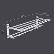 NHLBD Mensola da Bagno, mensola portaoggetti - Doccia Compact Shelf ruggine a Prova di scaffali e Ripiani in Acciaio Inossidabile for la Cucina con Portasciugamano (60x20x15cm) partizione Bagno
