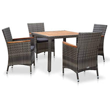 Festnight 5 pz Set da Pranzo da Giardino con Cuscini in Polyrattan Set Tavolo e Sedie da Pranzo da Giardino Esterno Tavolo Quadrato e 4 Poltrone in Rattan Grigio
