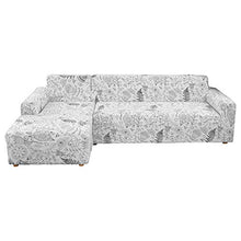 Ryoizen Copridivano con Penisola Elasticizzato Fodere Copridivano Angolare a Forma di L Chaise Longue Sia a Sinistra Sia in Destra all-Inclusive Universale(Graffiti/Bianco，3 Posti+ 4 Posti)