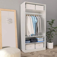 Cikonielf Armadio Aperto Camera da Letto con 3 Piccoli Scomparti 1 Ampio Scomparto con Asta per Appendere i Vestiti 100 x 50 x 200 cm Bianco lucido
