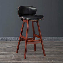 WGEMXC Sedia, Sedia da Ufficio a Casa, Sgabello Sgabello da Bar in Legno Massello con Schienale Sgabello da Bar, con Schienale, Gambe Sgabello in Legno Marrone,Nero,H74Cm