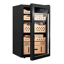 Umidificatore Legno di Cedro, humidor sigari LED con Touch Screen LED, Volume 55 L, Adatto per 200-260 Sigari, 60 W, Temperatura Interna 12-23° C, umidità Fino al 70%, Nero