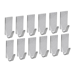 UEETEK - Portasciugamani in acciaio INOX, ganci adesivi da parete, ganci per asciugamani, bagno, cucina, 12 pezzi
