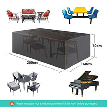 HOCOSY Coperture per Mobili da Giardino, 200 x 160 x 70 cm, Protezioni UV impermeabili, Coperture per Giardino Rettangolari, Copertura per Tavolo da Esterno Tessuto, Tissu Oxford-Noir