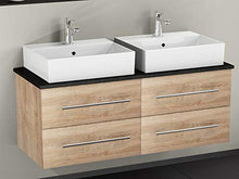 Flex Mobile da bagno 120 cm con 4 estensioni, lavabo in ceramica rettangolare, piastra di supporto in granito, rovere oro